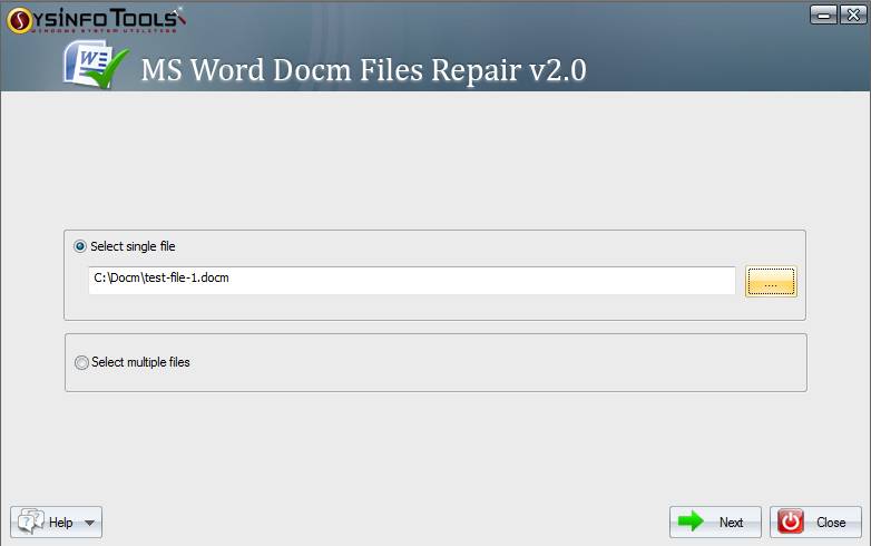 SysInfoTools Docm Repair 1.01 screenshot