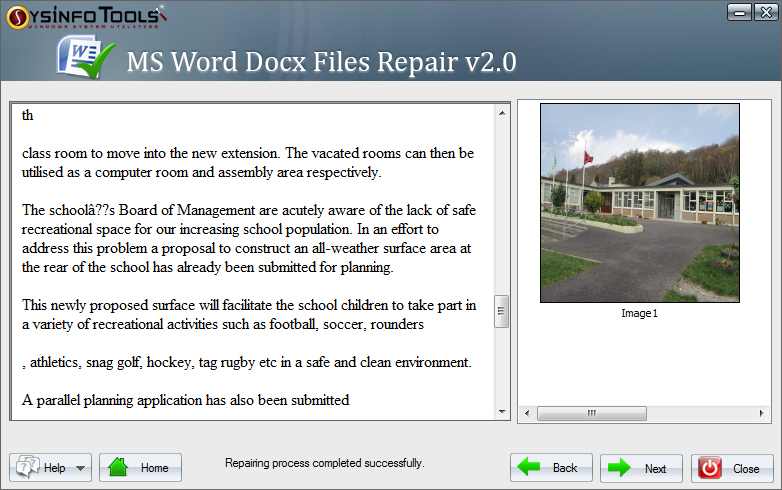 SysInfoTools MS Word Docx File Recovery screen shot