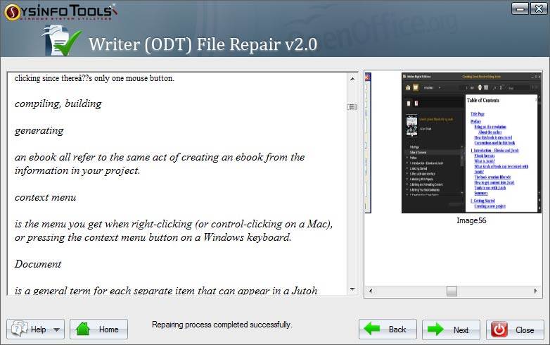 SysInfoTools OpenOffice Writer Recovery screenshot