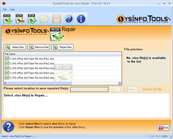 MS Excel Xlsx Recovery screen shot