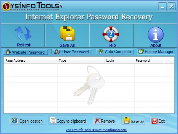 Recover internet explorer saved passwords, form passwords and saved websites.