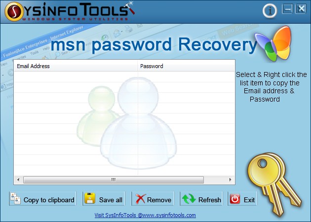 SysInfoTools MSN Password Recovery - recovers lost passwords of hotmail and msn.