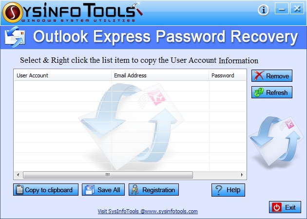 SysInfoTools Outlook Express Password Recovery screen shot