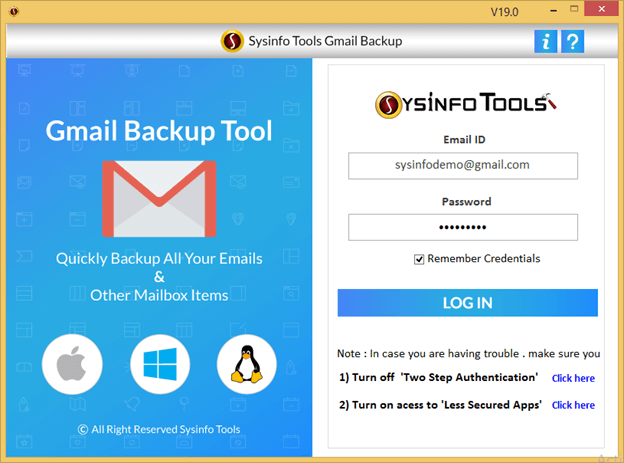 Windows 8 SysInfoTools Gmail Backup Software full