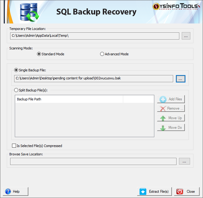 Sysinfo SQL Backup Recovery screenshot