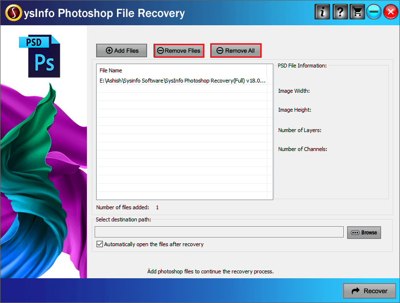 remove selected psd file