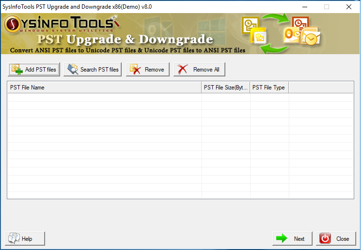 SysInfoTools PST Upgrade and Downgrade screenshot