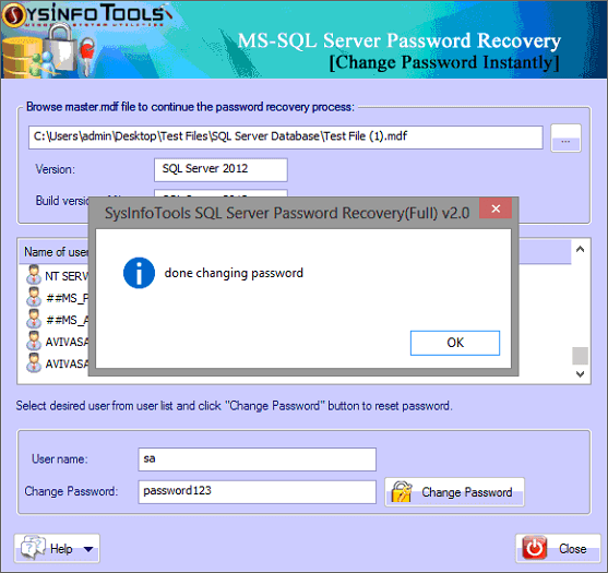 ms sql server password recovery step6