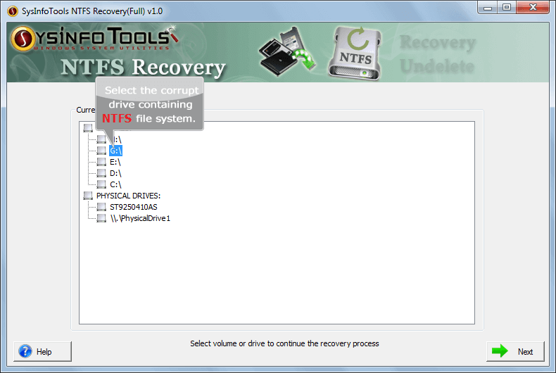 NTFS Recovery Step 1