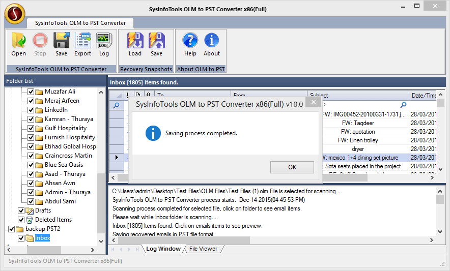 OLM to PST Converter Step 6
