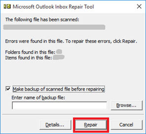 repair outlook error