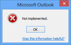 Fix Not Implemented error in Microsoft Outlook